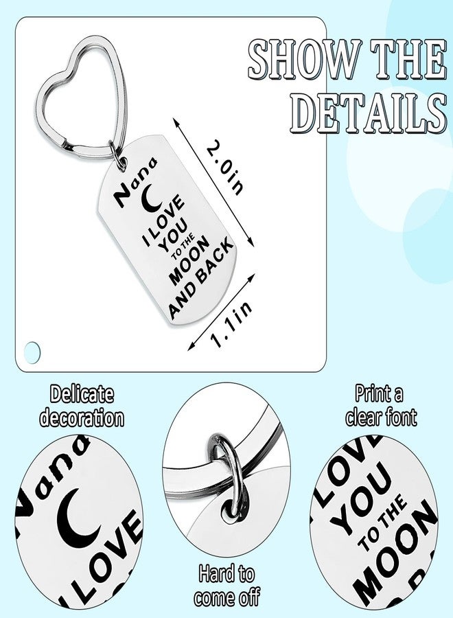 PLwelth Nana Gift from Granddaughter Grandson I Love You to the Moon and Back Nana Keychain Cute Heart Key Ring Engraved Grandma Keychain Jewelry for Women Birthday Christmas Mother’s Day Present - Image 2